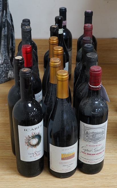 Nineteen various bottles of wine to include; 1995 Chateau Capet-Guillier Saint Emilion Grand Cru, 1978 Chateau Fombrauge Saint Emilion Grand Cru and other wines. Condition - storage unknown